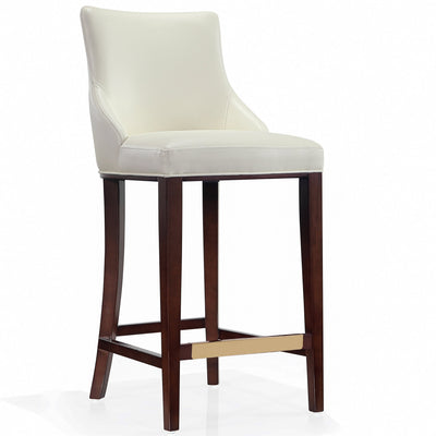 Manhattan Comfort Modern Shubert Barstool Upholstered Leatherette with Beech Wood Legs - Ivory|Tabouret bar moderne Shubert de Manhattan Comfort avec revêtement en similicuir et pattes en hêtre - ivoire