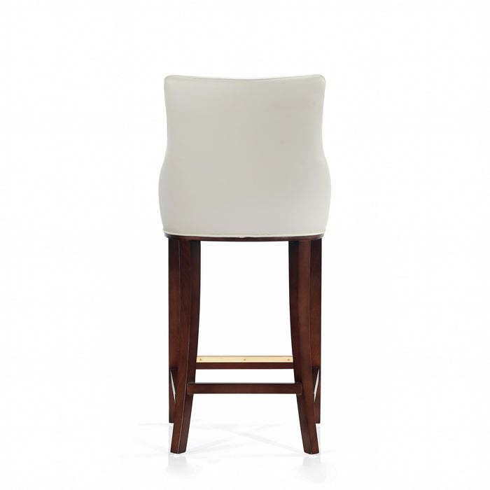 Tabouret bar moderne Shubert de Manhattan Comfort avec revêtement en similicuir et pattes en hêtre - ivoire