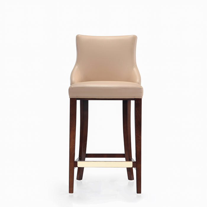 Tabouret bar moderne Shubert de Manhattan Comfort avec revêtement en similicuir et pattes en hêtre - tan