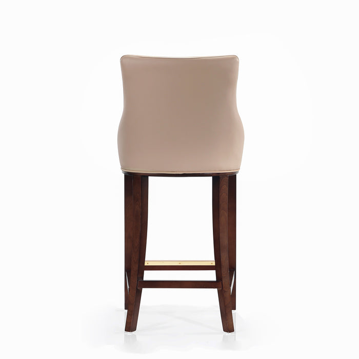 Tabouret bar moderne Shubert de Manhattan Comfort avec revêtement en similicuir et pattes en hêtre - tan