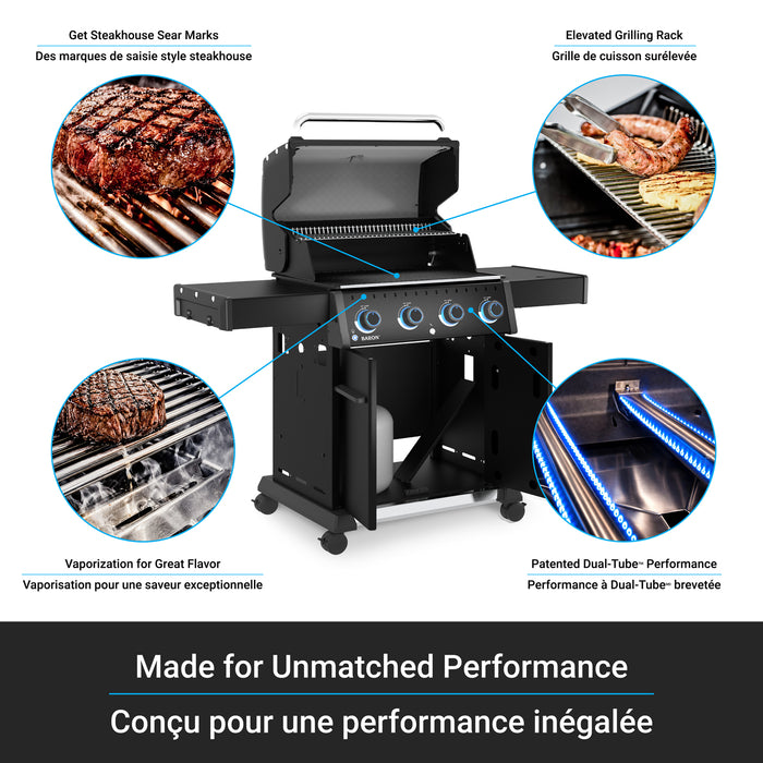 Broil King Baron 420 Pro Shadow 4-bruleurs 40 000 BTU Barbecue a gaz propane - 674114