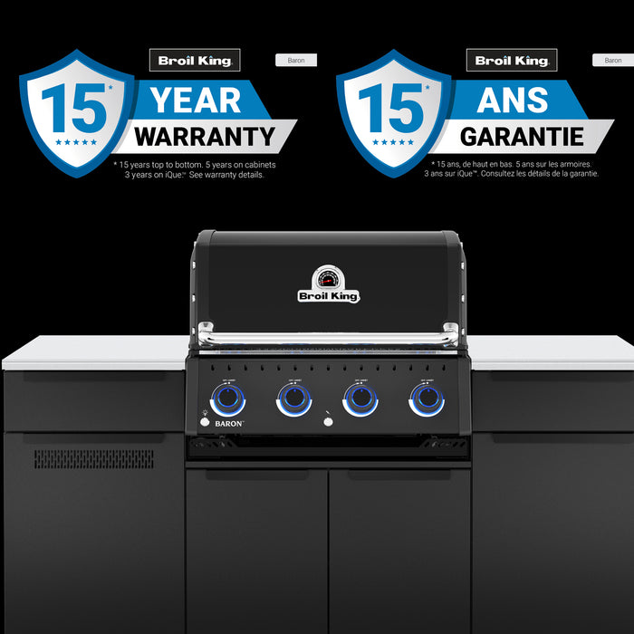 Broil King Baron 420i Shadow 4-bruleurs 40 000 BTU Barbecue a gaz naturel encastre - 875817