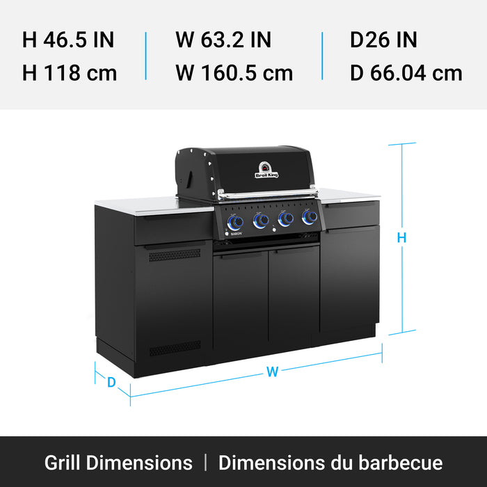 Broil King Baron 420i Shadow 4-bruleurs 40 000 BTU Barbecue a gaz naturel encastre - 875817