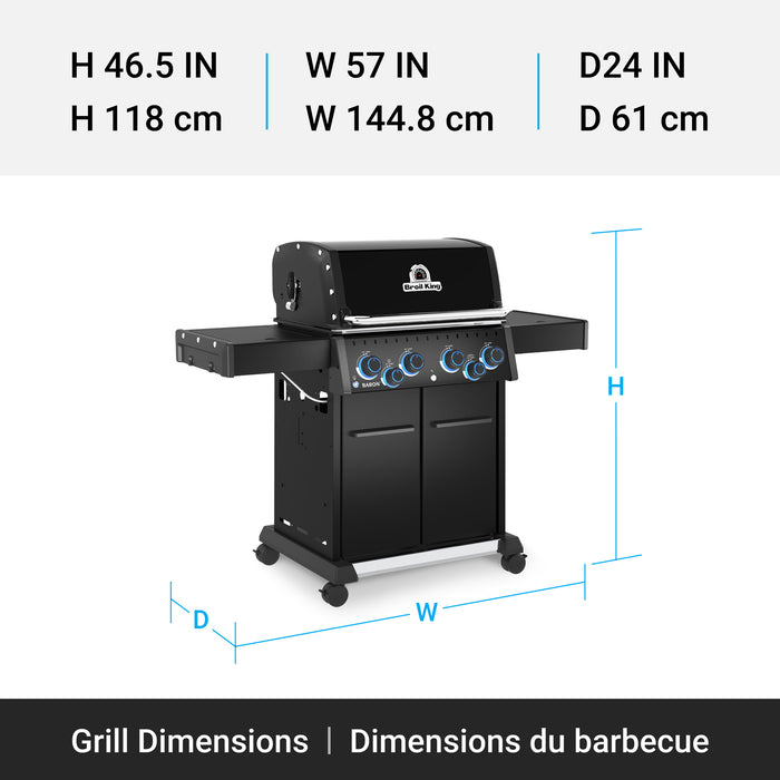 Broil King Baron 490 Pro Shadow 4-bruleurs 40 000 BTU Barbecue a gaz naturel - 674147