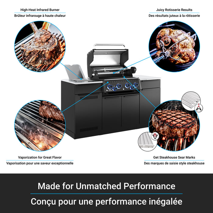 Broil King Baron 490i Shadow 4-bruleurs 40 000 BTU Barbecue a gaz propane encastre - 875844