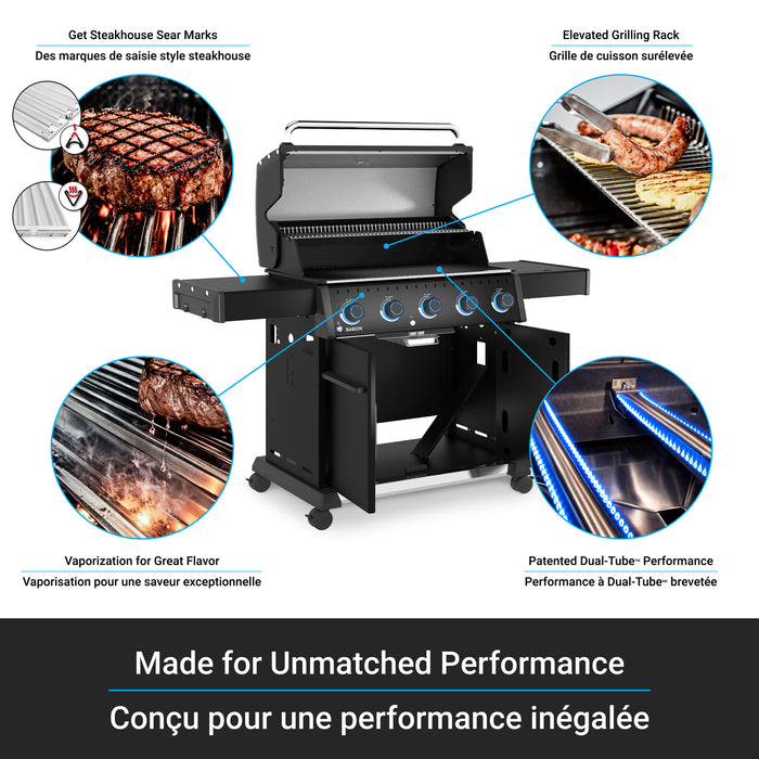 Broil King Baron 520 Pro Shadow 5-bruleurs 45 000 BTU Barbecue a gaz naturel - 675117