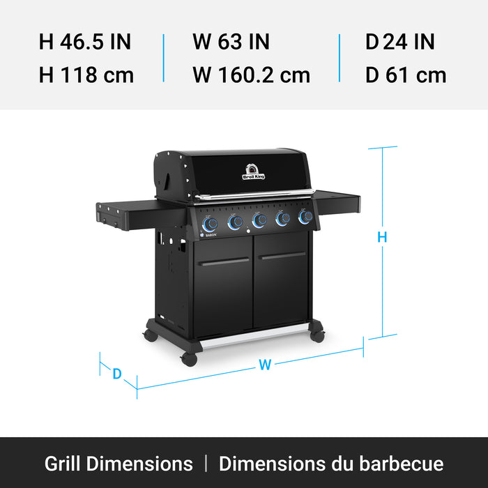 Broil King Baron 520 Pro Shadow 5-bruleurs 45 000 BTU Barbecue a gaz naturel - 675117