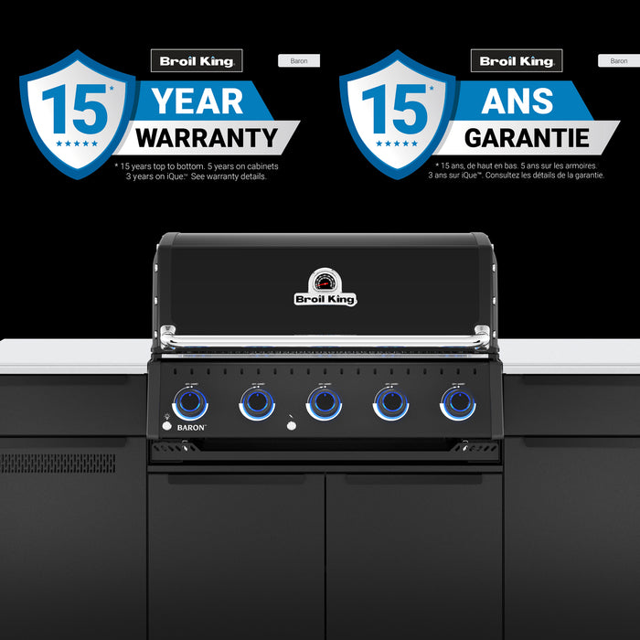 Broil King Baron 520i Shadow 4-bruleurs 45 000 BTU Barbecue a gaz naturel encastre - 876817