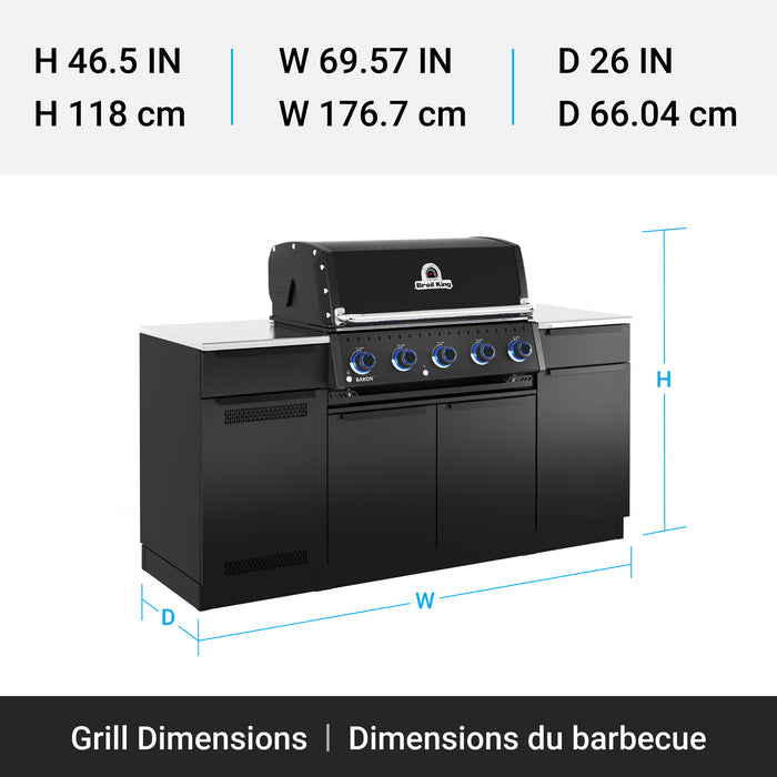 Broil King Baron 520i Shadow 4-bruleurs 45 000 BTU Barbecue a gaz propane encastre - 876814