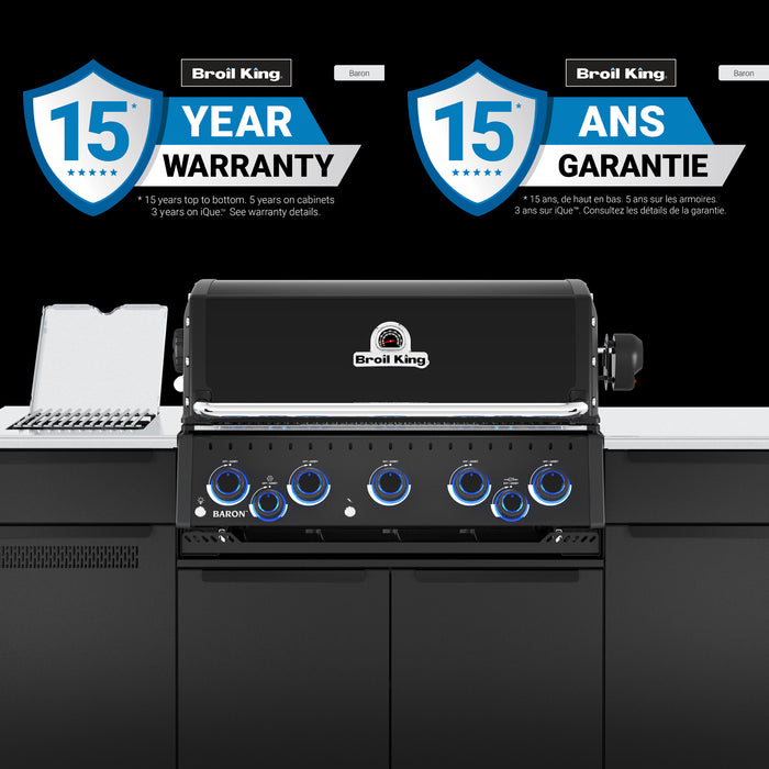 Broil King Baron 590i Shadow 5-bruleurs 45 000 BTU Barbecue a gaz propane encastre - 876844