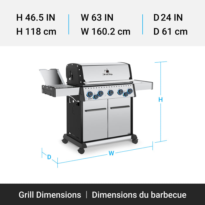 Broil King Baron S 590 Pro IR 5-bruleurs 45 000 BTU Barbecue a gaz naturel - 678347