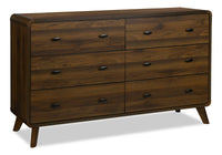 Commode de chambre à coucher moderne du milieu du 20e siècle Cami de 58,5 po (L) x 17,5 po (H) à 6 tiroirs - brune