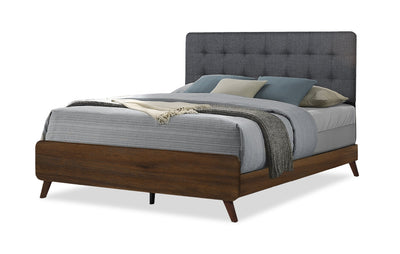 Cami Panel Bed with Fabric Headboard & Frame, Brown - Queen Size | Lit à panneaux Cami avec tête de lit en tissu et cadre de lit, brun - format grand lit