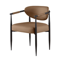  Chaise de salle à manger avec accoudoirs Capri de Kort & Co. en tissu de cuir végétalien et en métal - brune