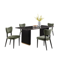  Ensemble de salle à manger Capri de Kort & Co. 5 pièces avec table de 72 po (L), touches dorées, base piédestal et 4 chaises - vert