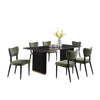 Ensemble de salle à manger Capri de Kort & Co. 7 pièces avec table de 72 po (L), touches dorées, base piédestal et 6 chaises - vert