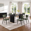 Kort & Co. Capri 7pc Dining Set with Table & 6 Chairs, Gold Accent, Pedestal Base, 72"W – Green | Ensemble de salle à manger Capri de Kort & Co. 7 pièces avec table de 72 po (L), touches dorées, base piédestal et 6 chaises - vert