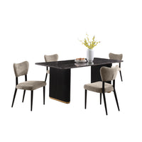  Ensemble de salle à manger Capri de Kort & Co. 5 pièces avec table de 72 po (L), touches dorées, base piédestal et 4 chaises - taupe