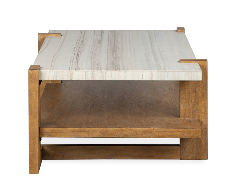 Table à café Carlisle de 55,5 po avec rangement et dessus en imitation de granite - blé miel