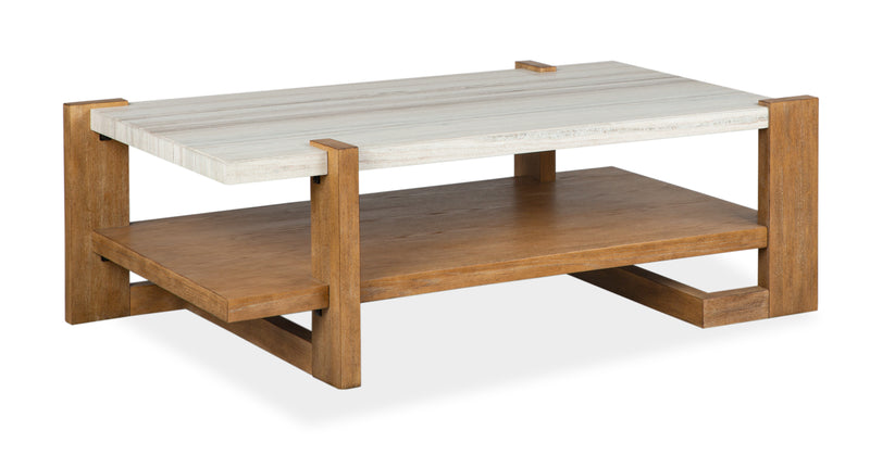 Table à café Carlisle de 55,5 po avec rangement et dessus en imitation de granite - blé miel