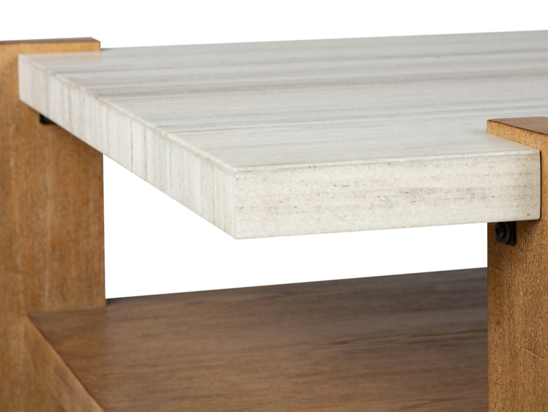 Table à café Carlisle de 55,5 po avec rangement et dessus en imitation de granite - blé miel
