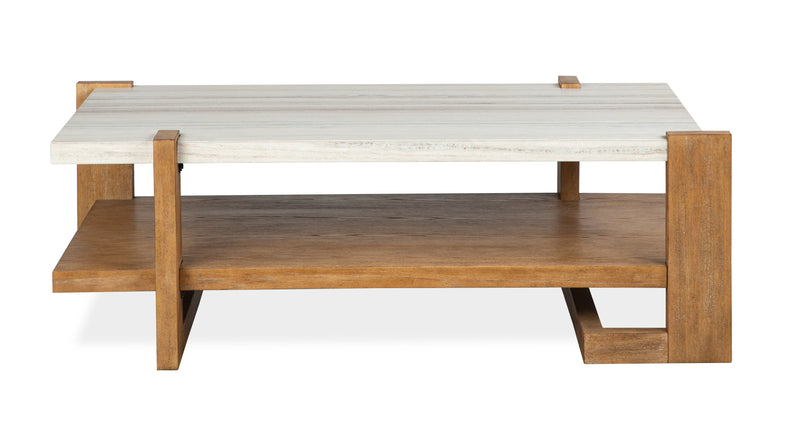 Table à café Carlisle de 55,5 po avec rangement et dessus en imitation de granite - blé miel