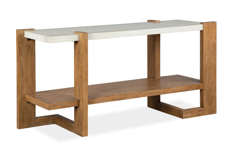Table de salon Carlisle de 57,5 po avec rangement et dessus en imitation de granite - blé miel