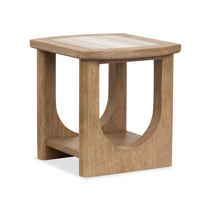 Table de bout Caroline de 22 po avec rangement et dessus en marbre - beige Riverbend 