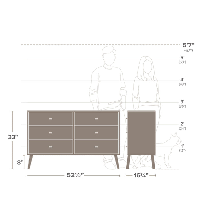 Commode Milo à 6 tiroirs - cerisier