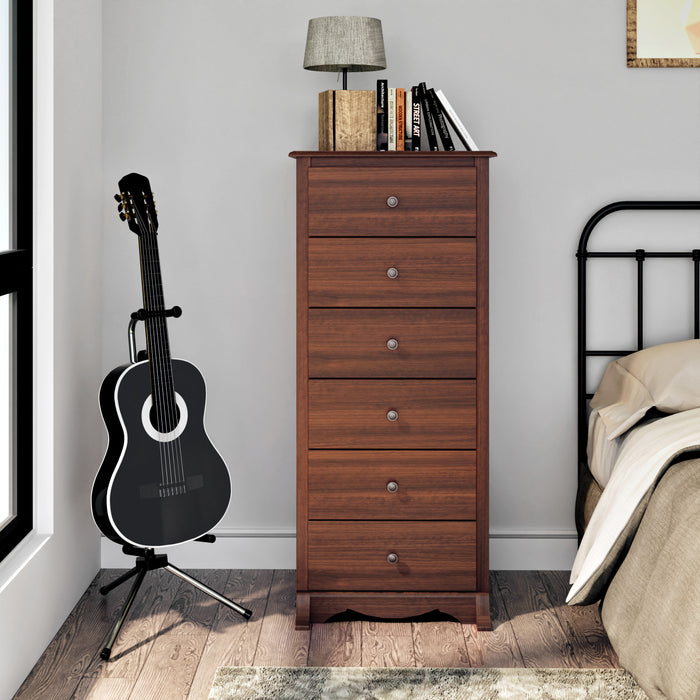 Commode verticale haute Monterey à 6 tiroirs - cerisier