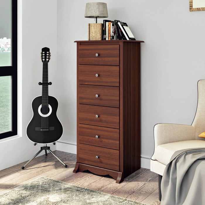 Commode verticale haute Monterey à 6 tiroirs - cerisier