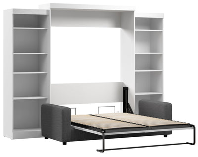 Bestar Pur Queen 10-Shelf Murphy Bed with Sofa - White|Grand lit escamotable Pur de Bestar avec 10 tablettes et sofa - blanc