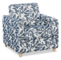 Fauteuil d’appoint personnalisable Club de Sofa Lab de 36 po fabriqué au Canada en tissu avec pattes en bois - tissu décoratif Marine