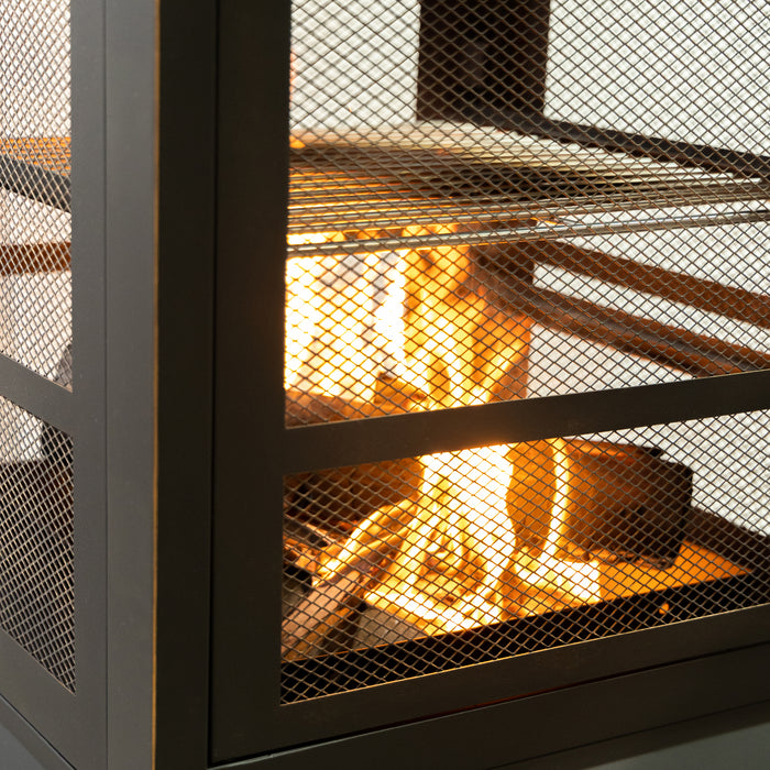 Foyer-gril extérieur au bois Deko Living avec rangement pour bûches