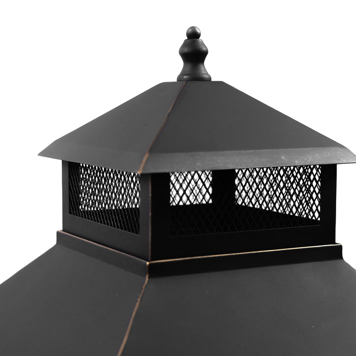 Foyer-gril extérieur au bois Deko Living avec rangement pour bûches