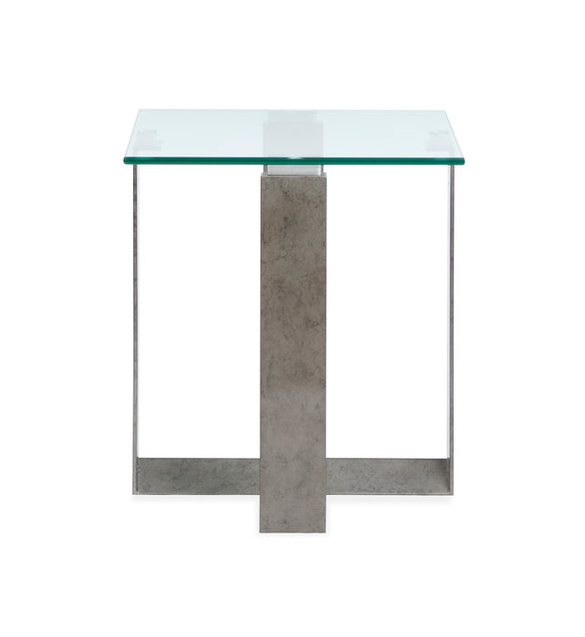 Table de bout Consort de 20 po avec dessus en verre trempé - étain vieilli