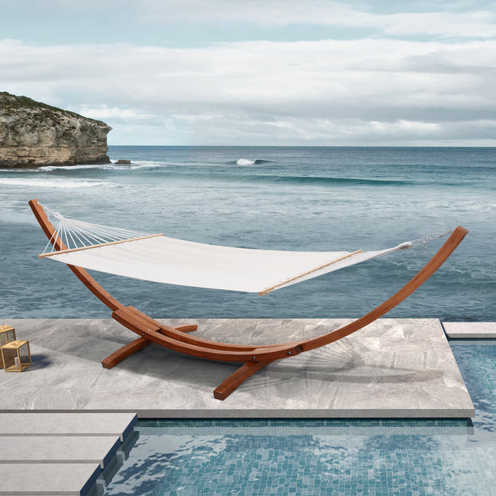 Hamac Deko Living avec base en cèdre - blanc