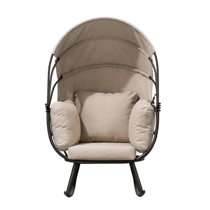 Fauteuil berçant en forme d'œuf Deko Living pour l’extérieur avec toit - brun