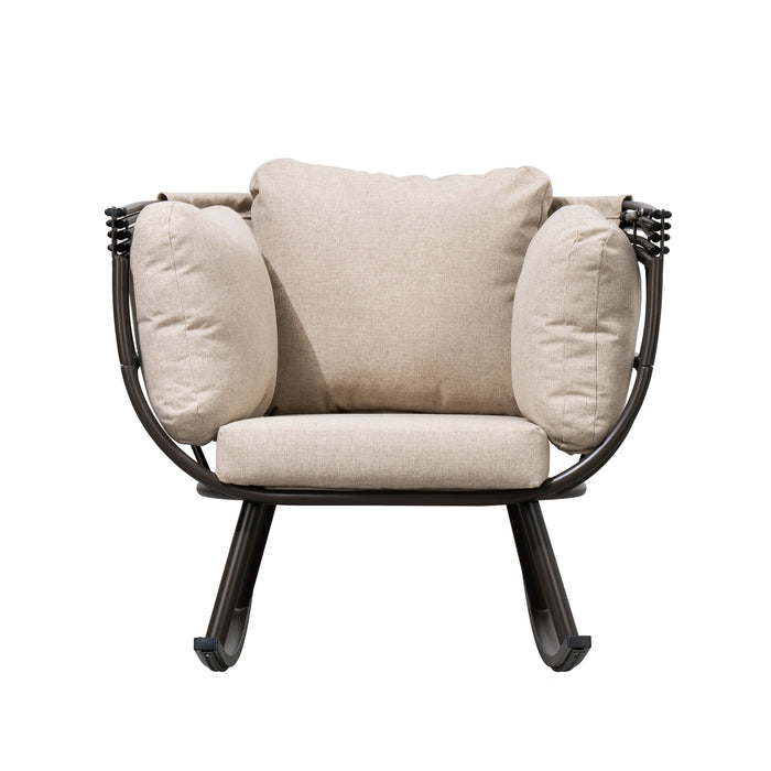 Fauteuil berçant en forme d'œuf Deko Living pour l’extérieur avec toit - brun