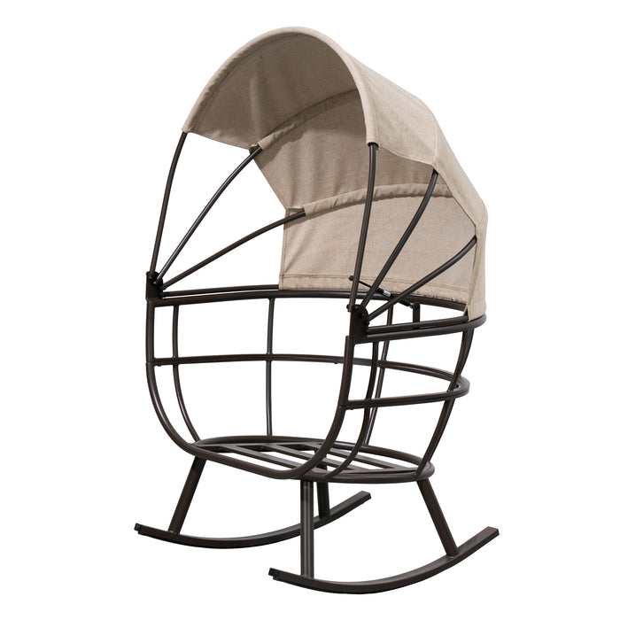 Fauteuil berçant en forme d'œuf Deko Living pour l’extérieur avec toit - brun