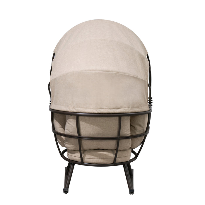 Fauteuil berçant en forme d'œuf Deko Living pour l’extérieur avec toit - brun