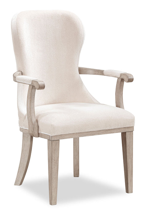 Chaise de salle à manger avec accoudoirs Corsa - gris clair et feutre ivoire