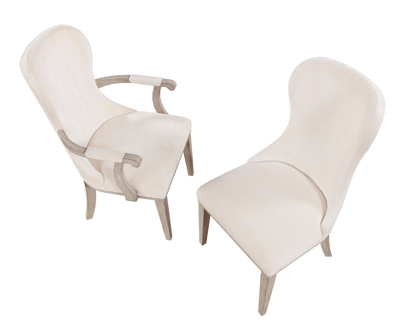Chaise de salle à manger avec accoudoirs Corsa - gris clair et feutre ivoire
