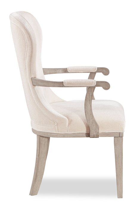 Chaise de salle à manger avec accoudoirs Corsa - gris clair et feutre ivoire