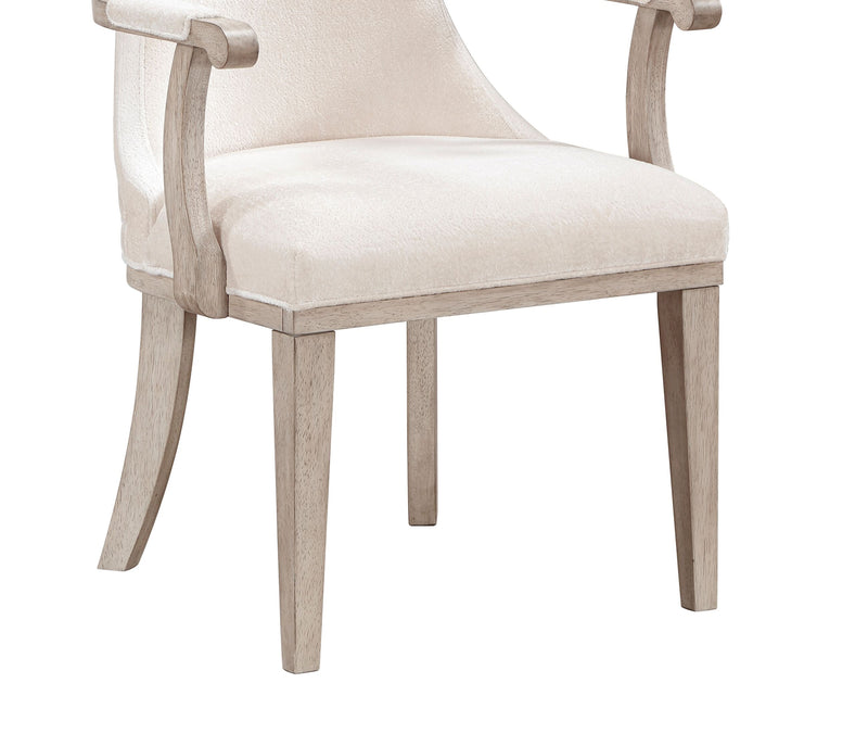 Chaise de salle à manger avec accoudoirs Corsa - gris clair et feutre ivoire