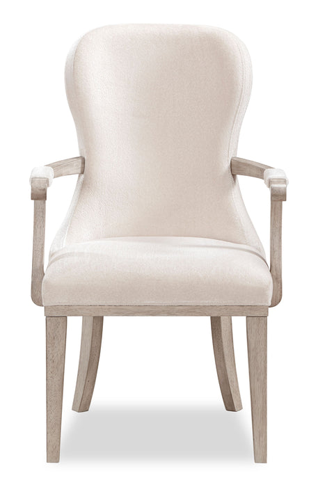 Chaise de salle à manger avec accoudoirs Corsa - gris clair et feutre ivoire