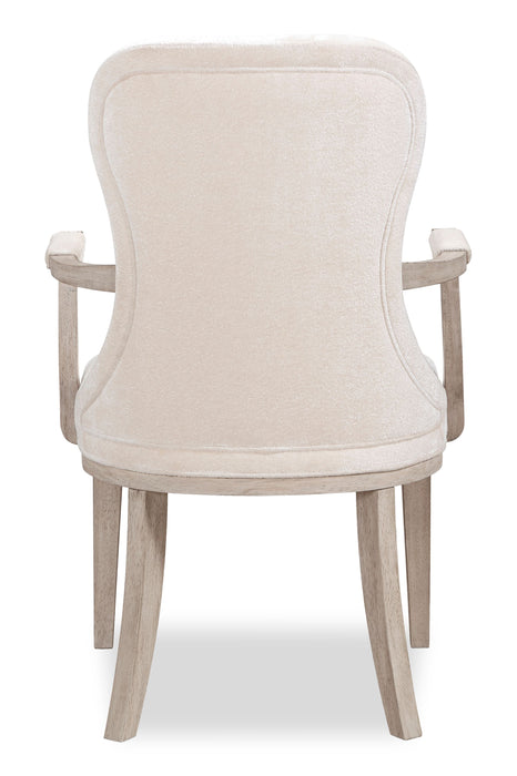 Chaise de salle à manger avec accoudoirs Corsa - gris clair et feutre ivoire
