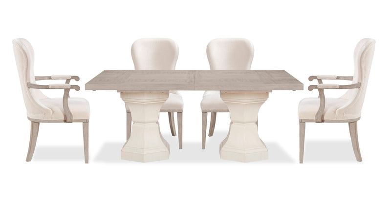 Ensemble de salle à manger Corsa 5 pièces avec table et 4 chaises - chêne blanc antique et gris clair 