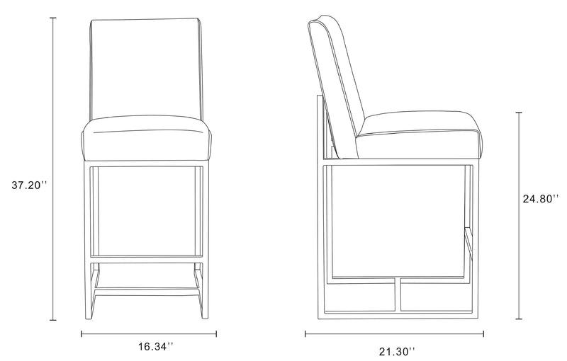 Tabouret bar Element de Manhattan Comfort de hauteur comptoir de 37,2 po en chrome poli et en acier inoxydable - graphite