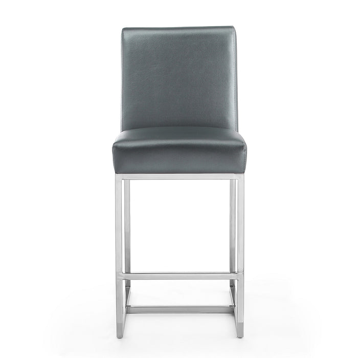 Tabouret bar Element de Manhattan Comfort de hauteur comptoir de 37,2 po en chrome poli et en acier inoxydable - graphite